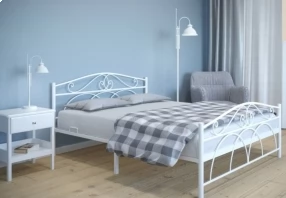 Кровать Морена Металл, 160х190 мм, Белый муар, Белый муар, 1630
